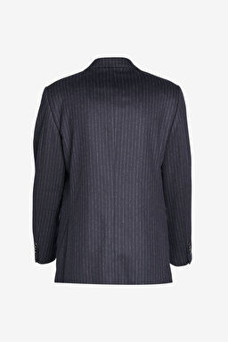 Yün Kaşmir Karışımlı Slim Fit Mono Yaka Takım Elbise - Lacivert (görsel 2)