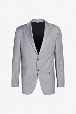 %100 Yün Slim Fit Mono Yaka Takım Elbise - Gri (görsel 6)