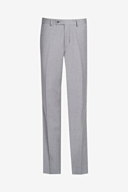 %100 Yün Slim Fit Mono Yaka Takım Elbise - Gri (görsel 7)