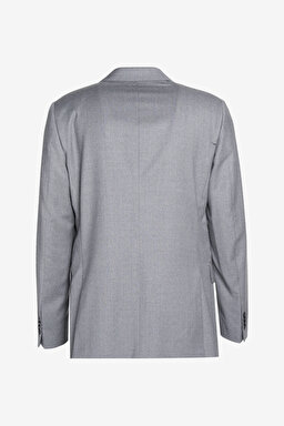 %100 Yün Slim Fit Mono Yaka Takım Elbise - Gri (görsel 8)