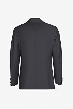 Yünlü Slim Fit Sivri Yaka Smokin - Siyah (görsel 2)