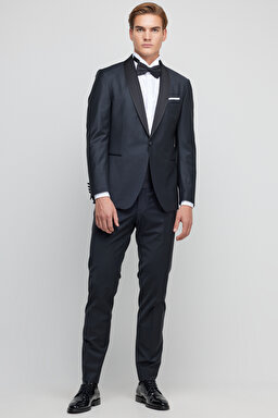 Yünlü Slim Fit Şal Yaka Smokin - Siyah