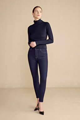 Push-Up Skinny Denim Pantolon - Lacivert (görsel 8)