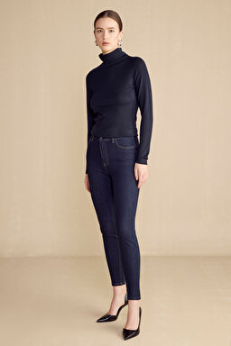 Push-Up Skinny Denim Pantolon - Lacivert (görsel 9)