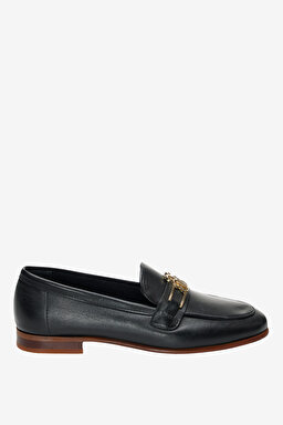 100% Deri Toka Detaylı Loafer - Siyah