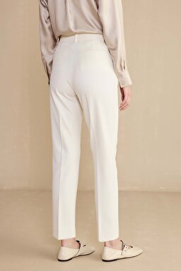 Regular Fit Basic Kadın Pantolon - Ekru (görsel 8)