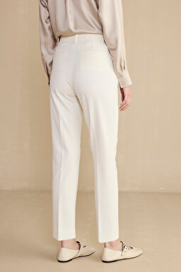 Regular Fit Basic Kadın Pantolon - Ekru (görsel 3)
