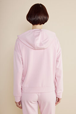 Modal Karışımlı Scuba Kapüşonlu Sweatshirt - Pudra (görsel 5)
