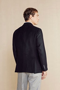 Slim Fit Kaşmir Karışım Kruvaze Erkek Ceket - Siyah (görsel 6)