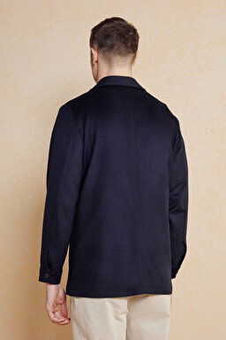 Kaşmir Karışımlı Kapak Cepli Overjacket - Lacivert (görsel 5)
