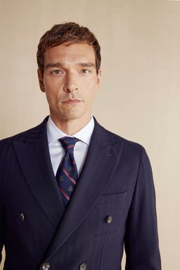 Yün Karışımlı Slim Fit Kruvaze Sivri Yaka Erkek Ceket - Lacivert (görsel 4)