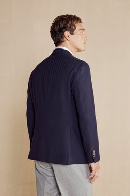 Yün Karışımlı Slim Fit Kruvaze Sivri Yaka Erkek Ceket - Lacivert (görsel 6)