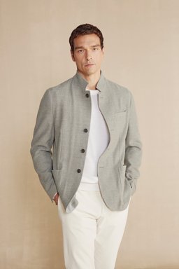 Yün Dik Yakalı Regular Fit Erkek Ceket - Su Yeşili