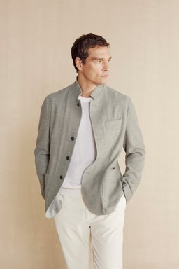 Yün Dik Yakalı Regular Fit Erkek Ceket - Su Yeşili (görsel 2)