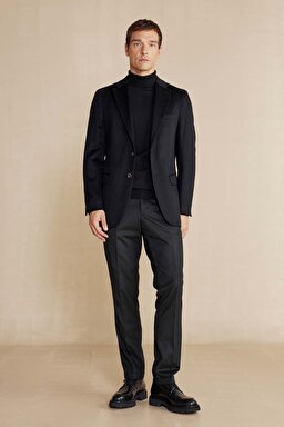 Limited Edition Regular Fit Kaşmir Erkek Ceket - Siyah (görsel 3)