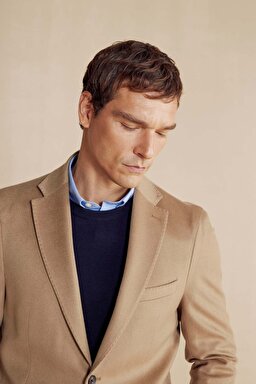 Limited Edition Regular Fit Kaşmir Erkek Ceket - Camel (görsel 4)