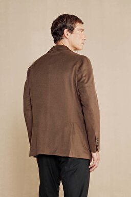 100% Kaşmir Regular Fit Limited Edition Ceket - Tütün (görsel 6)