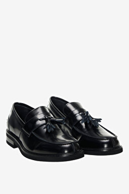100% Deri Püskül Detaylı Loafer - Siyah (görsel 2)