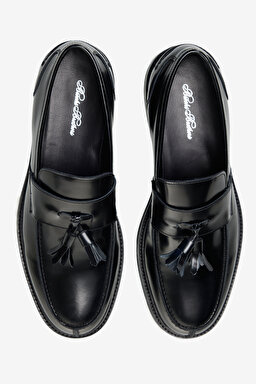 100% Deri Püskül Detaylı Loafer - Siyah (görsel 3)