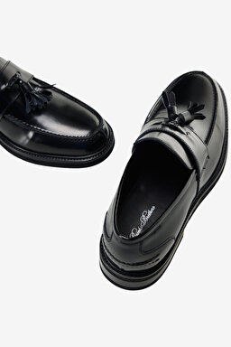 100% Deri Püskül Detaylı Loafer - Siyah (görsel 4)