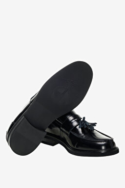 100% Deri Püskül Detaylı Loafer - Siyah (görsel 5)