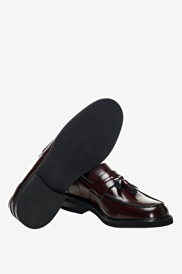 100% Deri Püskül Detaylı Loafer - Bordo (görsel 4)