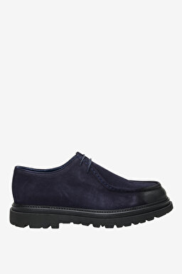 100% Süet Bağcıklı Loafer - Lacivert