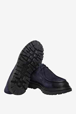 100% Süet Bağcıklı Loafer - Lacivert (görsel 3)