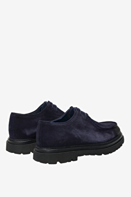 100% Süet Bağcıklı Loafer - Lacivert (görsel 4)