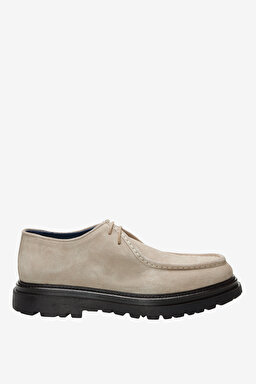 100% Süet Bağcıklı Loafer - Bej