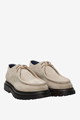 100% Süet Bağcıklı Loafer - Bej (görsel 2)