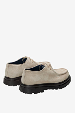 100% Süet Bağcıklı Loafer - Bej (görsel 4)
