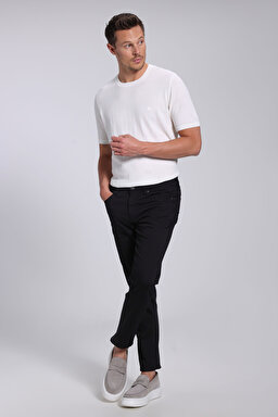 Pamuk Karışımlı Normal Bel Slim Fit Düz Paça 5 Cepli Pantolon - Siyah