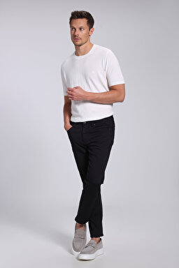 Pamuk Karışımlı Normal Bel Slim Fit Düz Paça 5 Cepli Pantolon - Siyah (görsel 2)