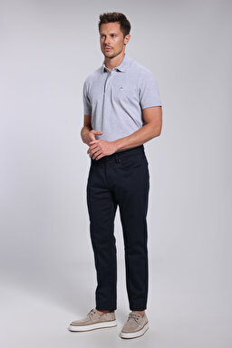 Pamuk Karışımlı Normal Bel Slim Fit Düz Paça 5 Cepli Pantolon - Lacivert (görsel 2)