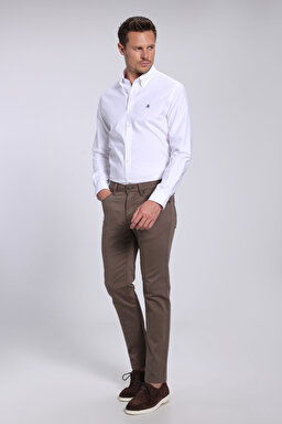 Pamuk Karışımlı Normal Bel Slim Fit Düz Paça 5 Cepli Pantolon - Vizon