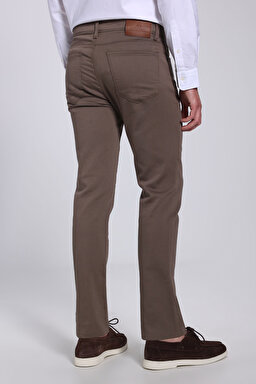 Pamuk Karışımlı Normal Bel Slim Fit Düz Paça 5 Cepli Pantolon - Vizon (görsel 6)