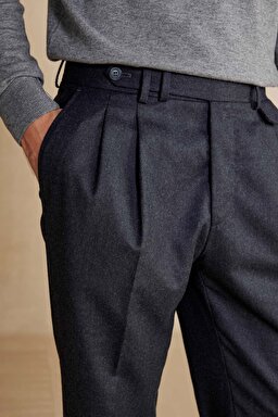 100% Yün Standart Fit Erkek Pantolon - Antrasit (görsel 5)