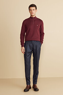 100% Yün Standart Fit Erkek Pantolon - Lacivert (görsel 2)