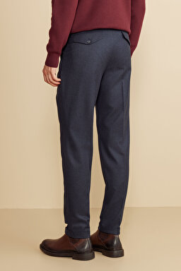 100% Yün Standart Fit Erkek Pantolon - Lacivert (görsel 4)