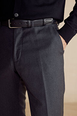 %100 Yün Flannel Klasik Pantolon - Antrasit (görsel 5)