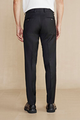 %100 Yün Flannel Klasik Pantolon - Siyah (görsel 4)