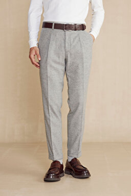 Yün Kaırşımlı Regular Fit Erkek Jogger Pantolon - Gri (görsel 3)