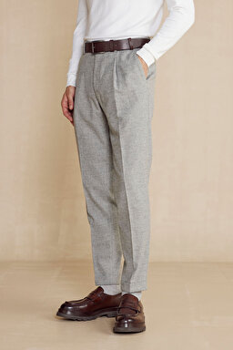 Yün Kaırşımlı Regular Fit Erkek Jogger Pantolon - Gri (görsel 4)