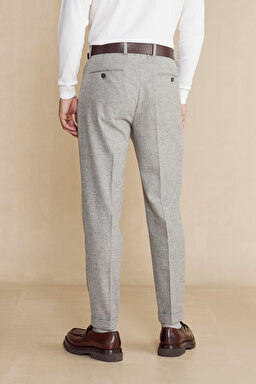 Yün Kaırşımlı Regular Fit Erkek Jogger Pantolon - Gri (görsel 5)
