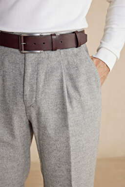Yün Kaırşımlı Regular Fit Erkek Jogger Pantolon - Gri (görsel 6)
