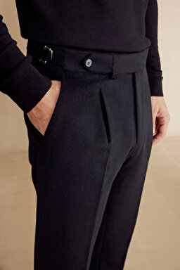 Tokalı Yün Karışımlı Sartorial Pantolon - Siyah (görsel 5)