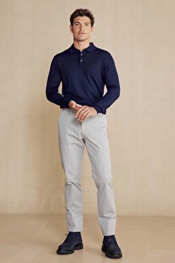 Uzun Dilli Parça Boya Erkek Chino Pantolon - Koyu Gri