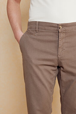 Yandan Cepli Normal Paça Armürlü Pantolon - Bej (görsel 4)