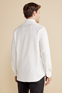 %100 Pamuk Slim Fit İtalyan Yaka Gömlek - Beyaz (görsel 6)